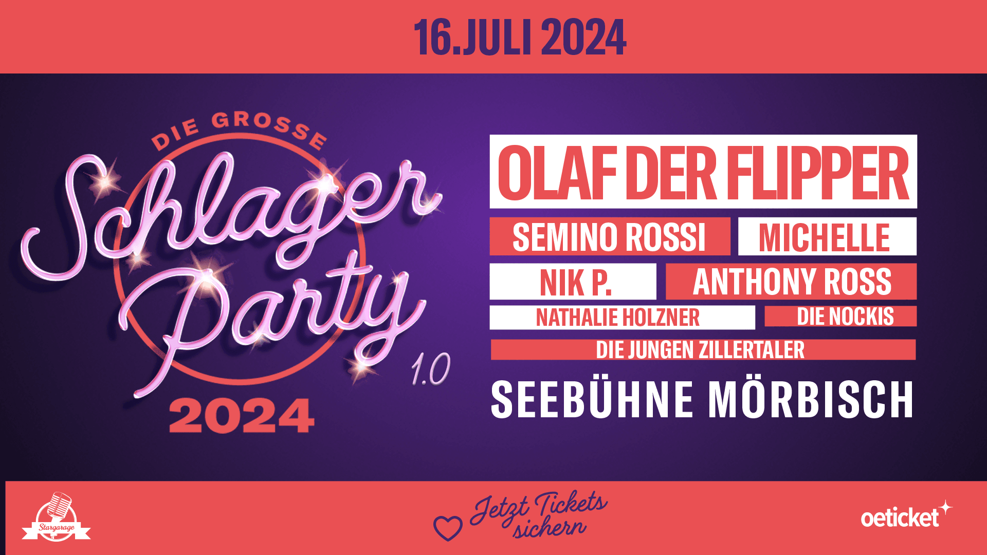 Line Up Schlagernacht Neusiedlersee 2024